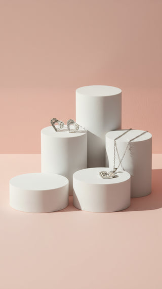 Pearl Heart Crystal Necklace & Earrings Set