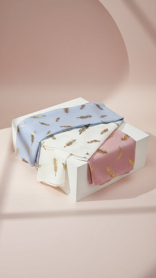 Feather Gold Foil Shimmer Scarf Pack of 12