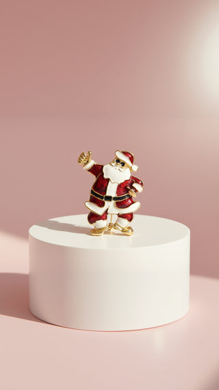 Dancing Santa Claus Festive Brooch
