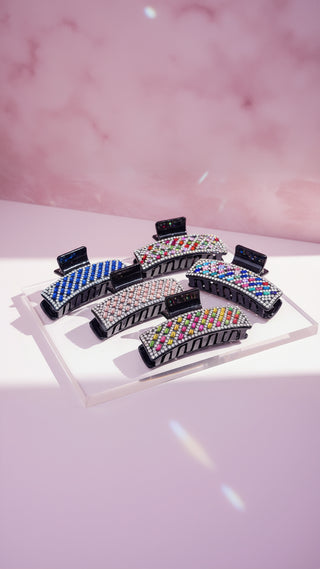 Mirrored Oblong Hair Clamps Pack of 12