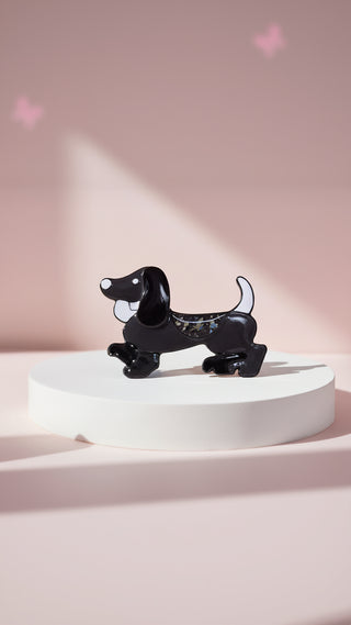 Acrylic Glossy Dachshund Sausage Dog Magnetic Brooch