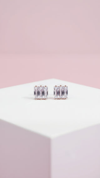 Square Baguette Cut Crystal Stud Earrings