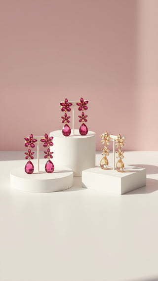 Flower Crystal Drop & Dangle Earrings