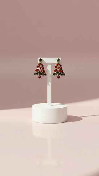 Christmas Tree Crystal Festive Stud Earrings