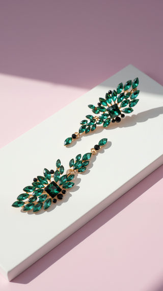 Green Crystal Drop & Dangle Earrings