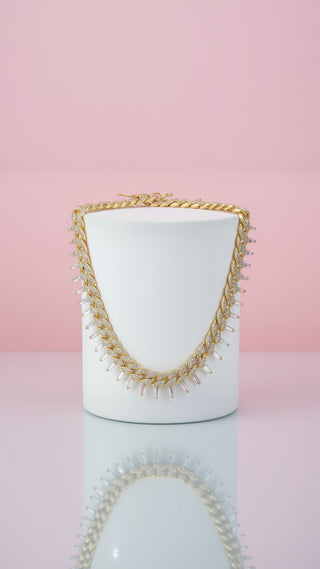 Stainless Steel Crystal Spike Chain