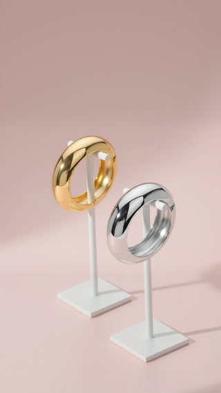 Mirror Finish Round Hinged Bangle Cuff