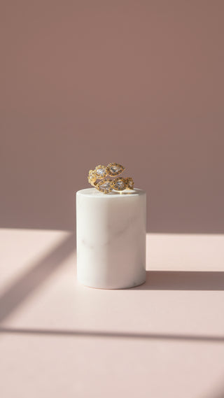 14k Gold Plated Free Size Crystal Stacking Rings Box set of 12