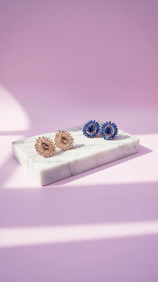 Oval Cluster Crystal Stud Earrings