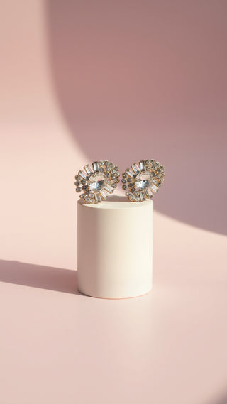Geometric Cluster Crystal Stud Earrings