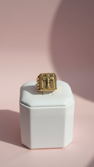 Crucifix Stainless Steel Men's Biker Ring