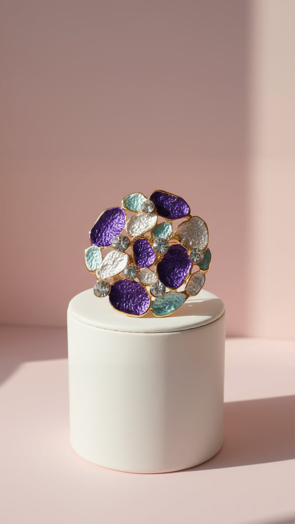 Abstract Crystal Cluster Magnetic Brooch