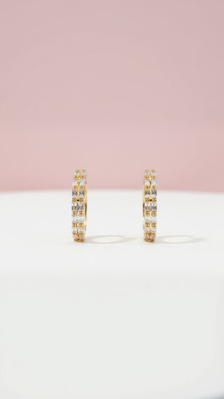 Huggie Baguette Cut Crystal Earrings