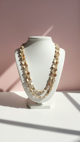 Gold Faceted Boho Long Beaded Necklace