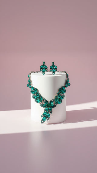 Tear Drop Crystal Necklace & Earrings Set