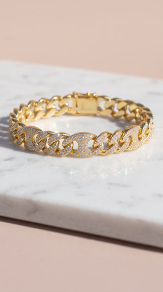 Crystal Cuban Link Bracelet – Gold & Silver Tone