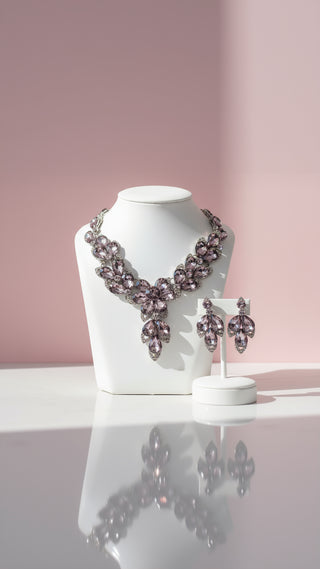 Tear Drop Crystal Necklace & Earrings Set