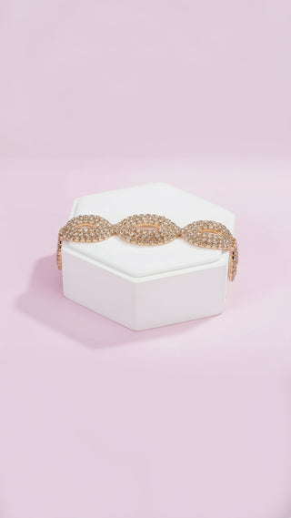 Gold Oval Link Crystal Bracelet