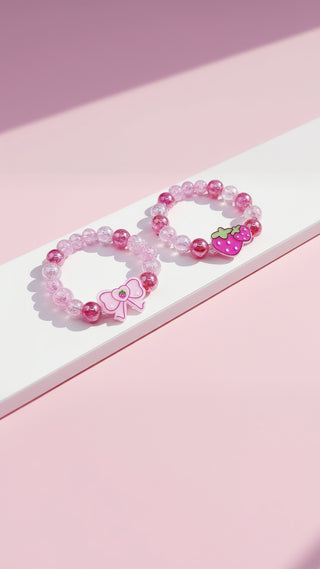 Rainbow Pastel Mermaid & Strawberries Girls Bracelets Pack Of 10