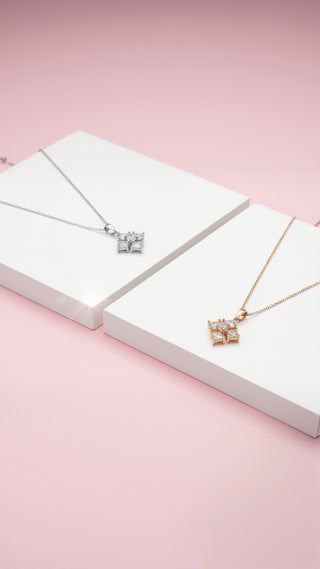 Square Crystal Pendant Necklace