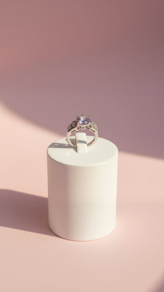 Silver Round Cut Crystal Ring Silver Box set of 12