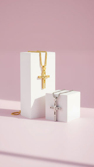 Curved Cross Symbolic Necklace