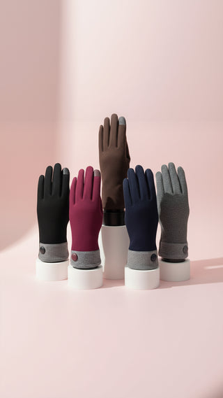 Button Gloves With Screen Touch Pack of 12