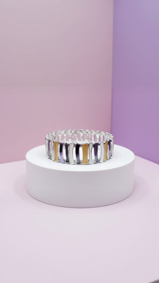 Abstract Oblong Link Stretchy Bracelet