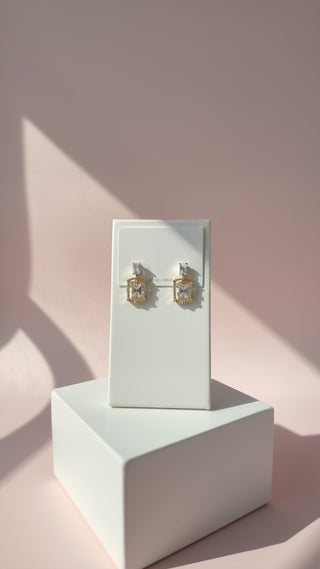 Square Layered Crystal Stud Earrings