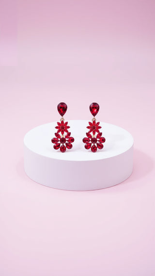 Red Crystal Statement Drop & Dangle Earrings