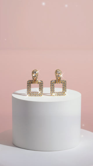 Square Drop & Dangle Micro Pavé Crystal Earrings