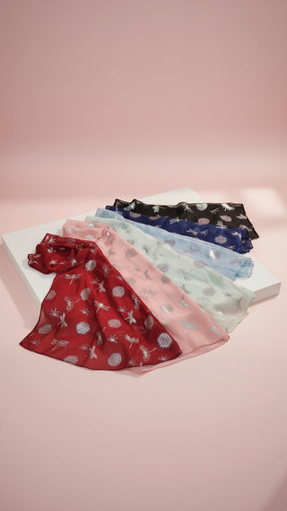 Dragonfly Shimmer Silver Foil Scarf Pack of 12