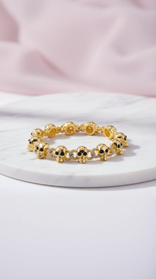 Skull Link Crystal Clasp Bracelet