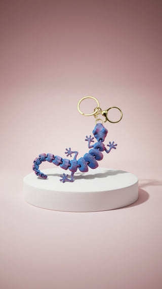 3D Printed Articulated Fantasy Gecko : Bioplastic Fidget Key Ring