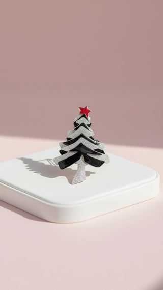 Acrylic Sparkly Christmas Tree Festive Brooch