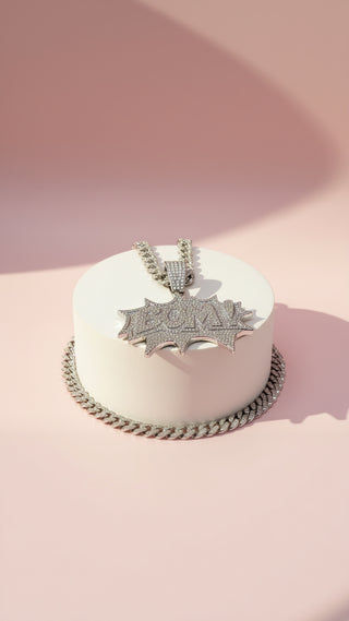 Bom Crystal Iced Out Medallion Chain Necklace