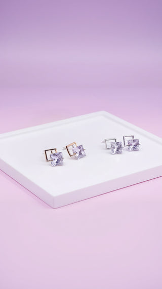 Square Crystal Stud Earrings