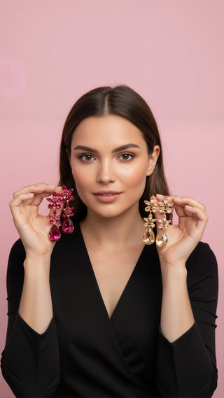 Flower Crystal Drop & Dangle Earrings