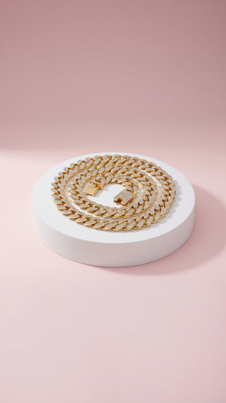 Iced Out Cuban Chain Necklace Stainless Steel