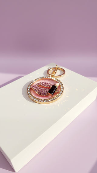 Lips With Lipstick Crystal Key Ring & Bag Charm