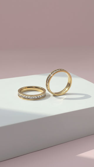 Eternity Band Gold Plated Stacking Rings Box set of 36