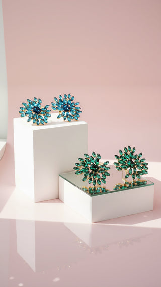 Sun Burst Crystal Stud Earrings