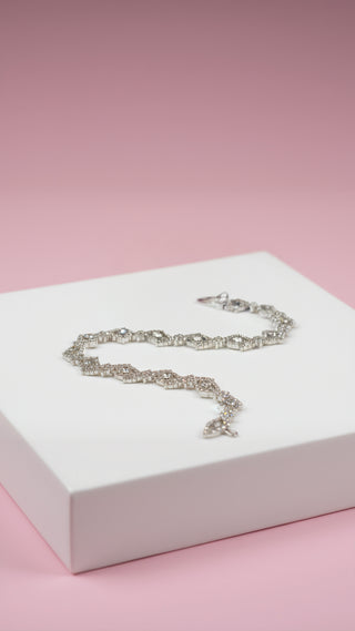 Silver Wavey Gem Crystal Bracelet