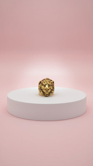 Stainless Steel Lion Men's Biker Ring