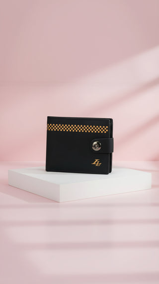 Black & Tan Leather Bifold Wallet With Gift Box