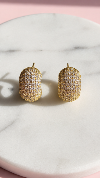 Micro Huggie Crystal Stud Earrings
