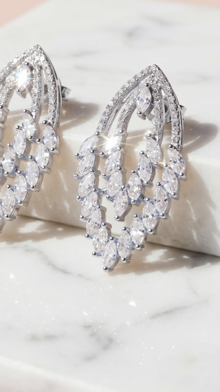 Layered Diamond Crystal Drop & Dangle Earrings