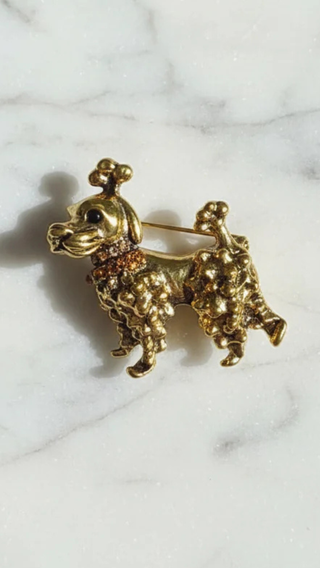 Poodle With Jewelled Collar Brooch Pin