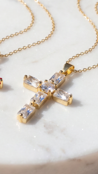 Crystal Cross Symbolic Pendant Necklace