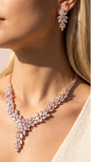 Layered Crystal Statement Necklace & Earrings Set